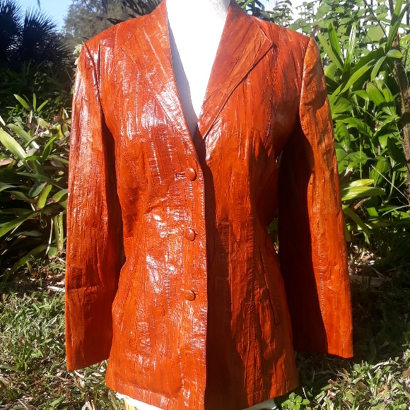 Vintage Jackets & Blazers - 70s 80s vintage Eelskin Caramel Jacket Xs Small